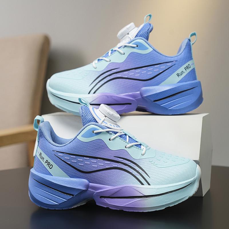 Factory children's lightweight running shoes comfortable and breathable spring and autumn rotating buckle non-slip outdoor men's and women's sports 