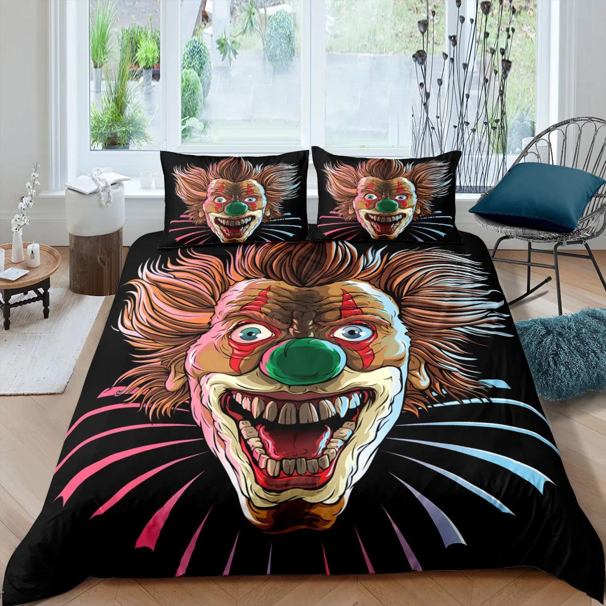 

Пододеяльник US CalifKing Милый Клоун,череп Комплект Пододеяльника Счастливого Хэллоуина Комплект Стеганого Одеяла Супер Мягкий 2-3 Предмета Постельное Белье для Спальни EU single(135x200cm)