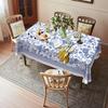 Blau-florales rustikales rechteckiges Tischdecken-Küchen-Esszimmer-Dekor Wasserdichte Tischdecke für Tisch-Feiertagsparty-Dekorationen