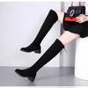 Fashion Women's Elevated Suede Boots, Elastic Sole High Boots, Biker Shoes, Fashion, Autumn and Winter, New Styles, 2024
