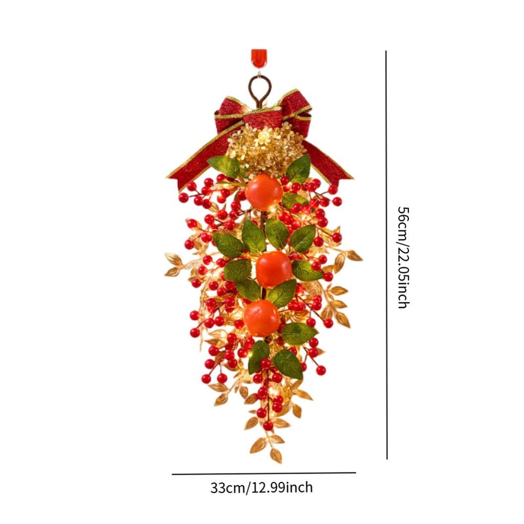 Chinese New Year's Blessing Wreath 2026 Crafting Berry Garland Spring Festival Hanging Ornament for Home Fireplace Restaurant