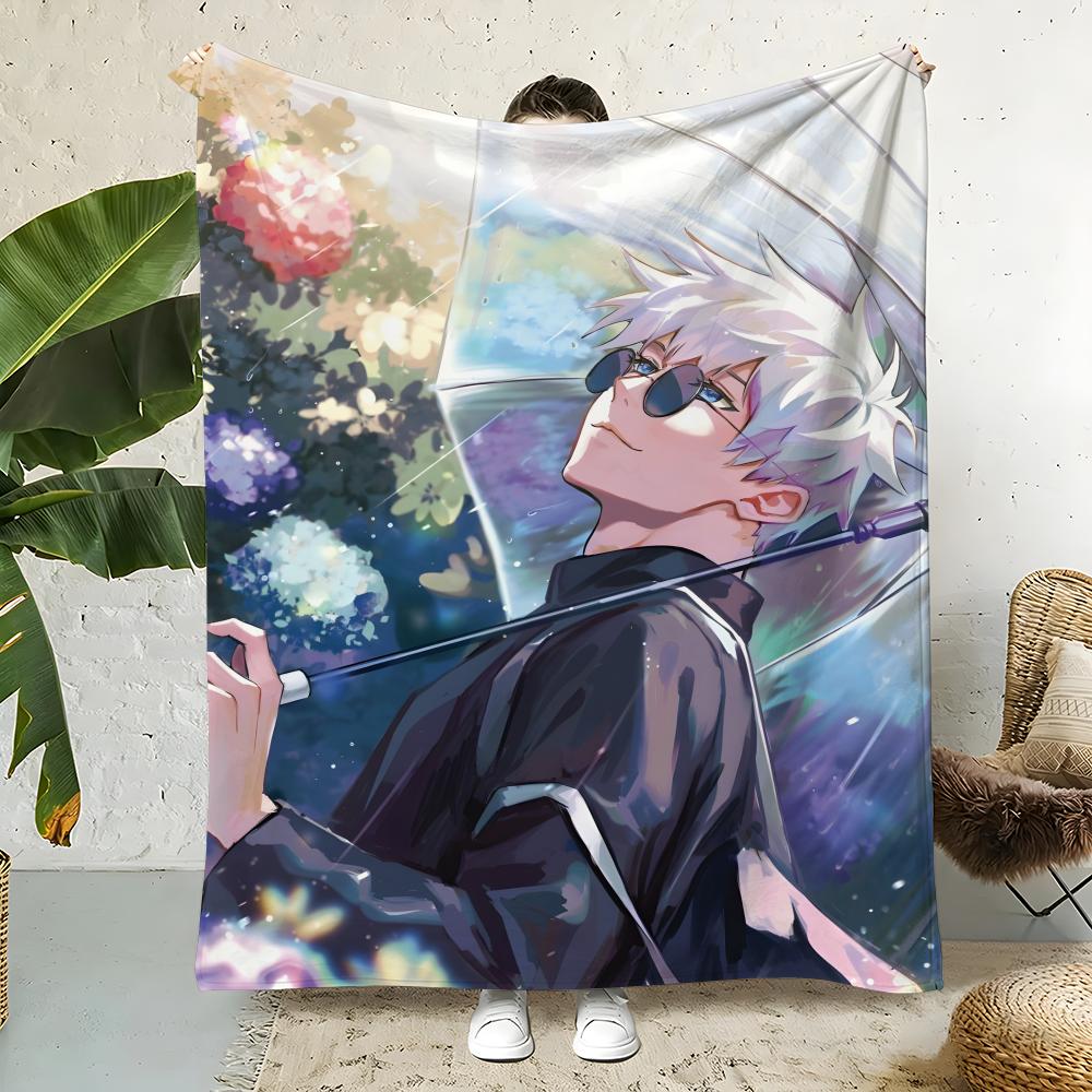 Anime J-JujutsuKaisen Throw  Flannel Throw Blanket,Bed Home Office Nap Blanket Travel,Camping,Picnic Blanket Soft Decor 75x90cm