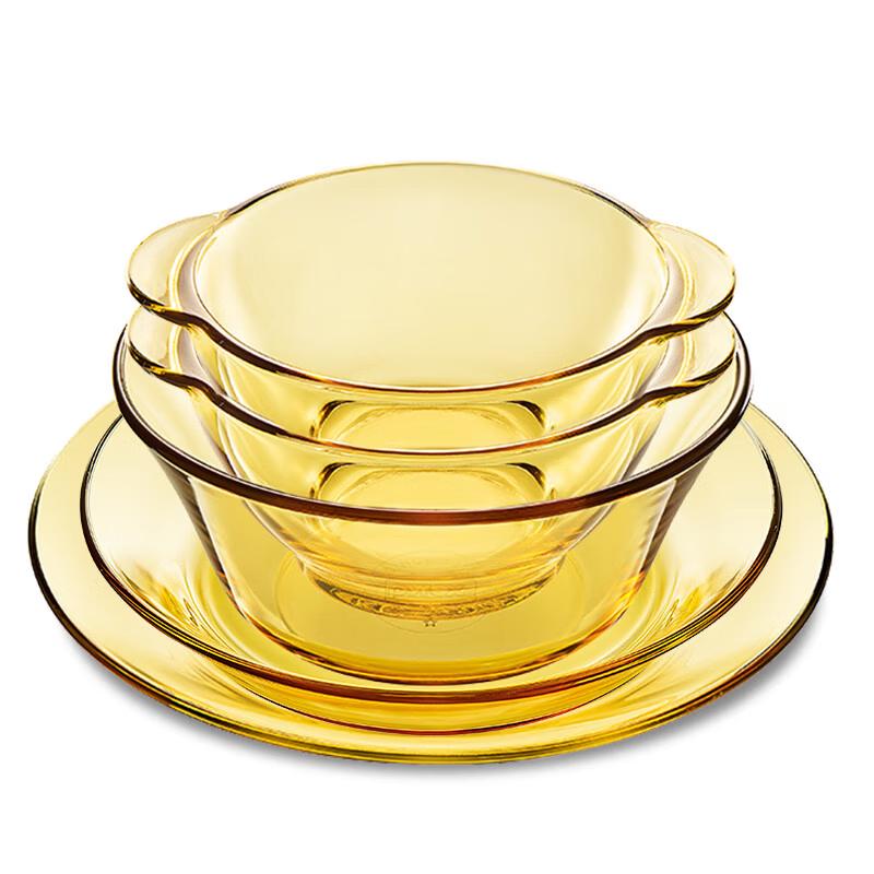 PYREX Corning Belle Amber Heat-Resistant Glass 5-Piece Dinnerware Set
