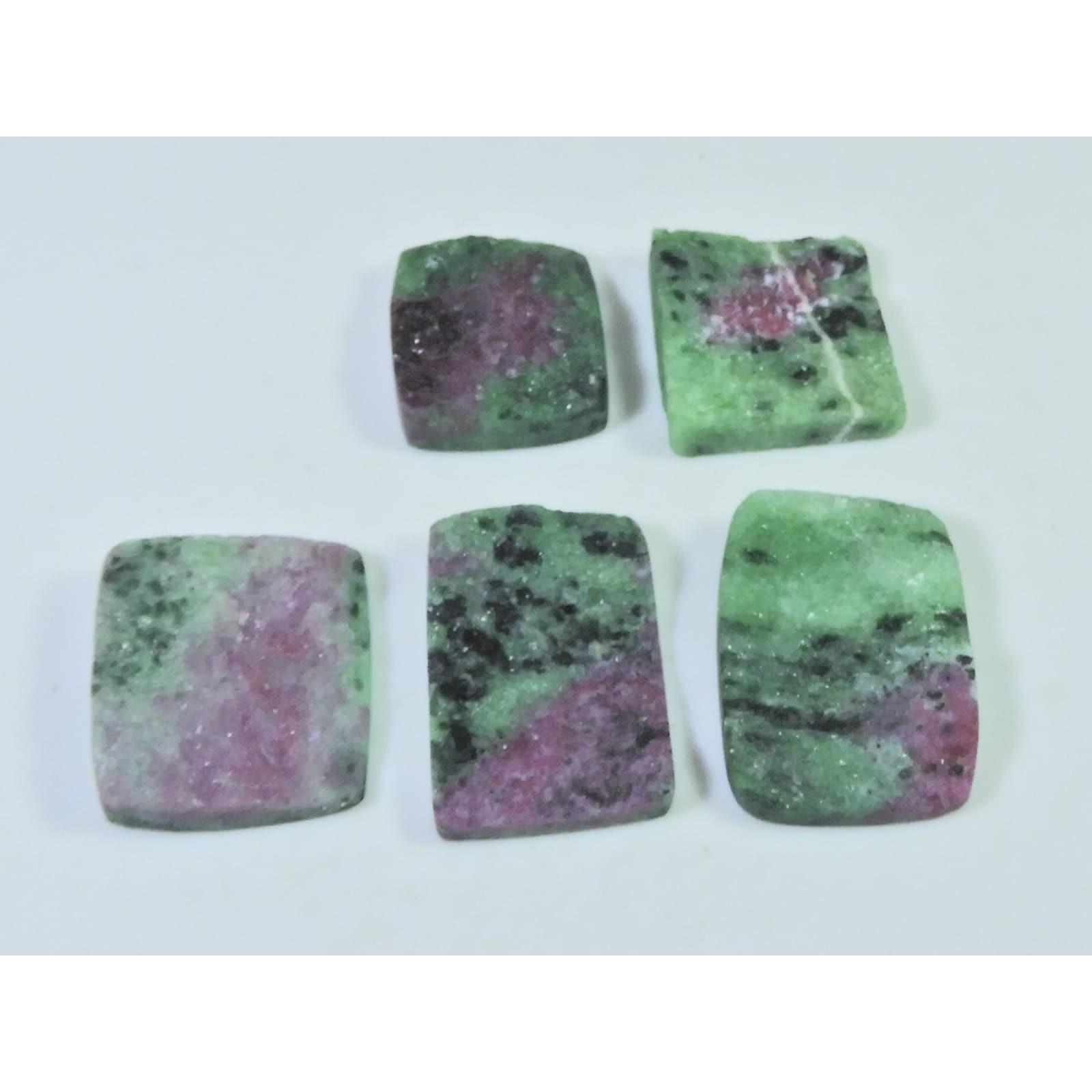 05Pcs Natural Ruby Zoisite Druzy Octagon Cabochon Loose Gemstone Lot 158Cts. C-2348