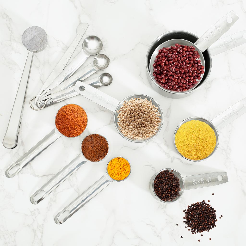 13 Pcs Measuring Cups and Spoons Set Stainless Steel Measuring Spoons and Cups Stackable Measuring Spoons Set for Dry or Liquid
