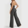 European Backless Wide-Leg Yoga Jumpsuit with Built-in Bra