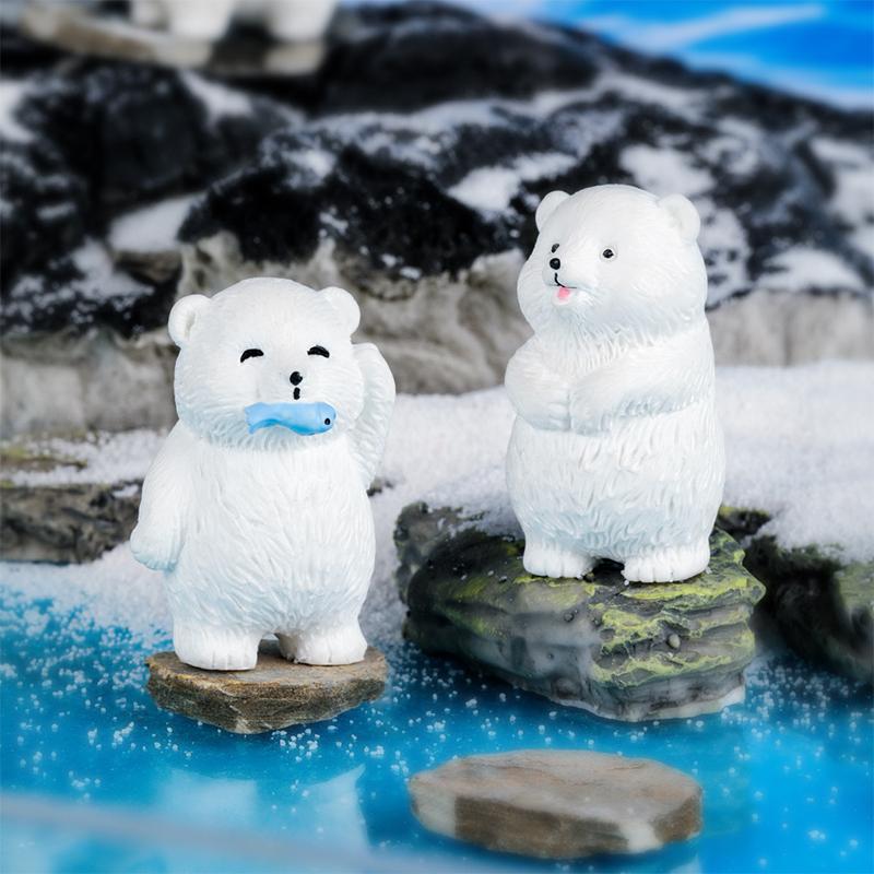 Mini-Eisbär-Figur Cartoon-Pinguin Weißbär Mikro-Landschaft Puppenhaus Modellauto Innenraum-Schmuck Home Schreibtisch Dekoration