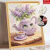 Pearl Painting Set Pearl Art DIY Handmade Crafts Lilac Teapot Teacup Flowers Home Wall Decoration