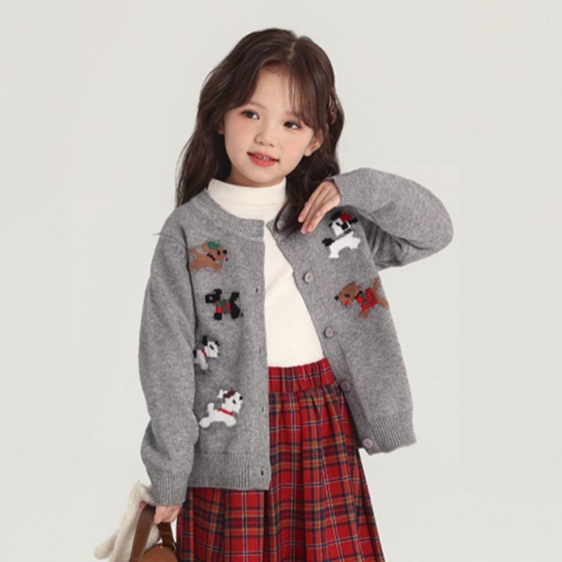 Spring New Children's Cute All-match Animal Pattern Knitted Cardigan