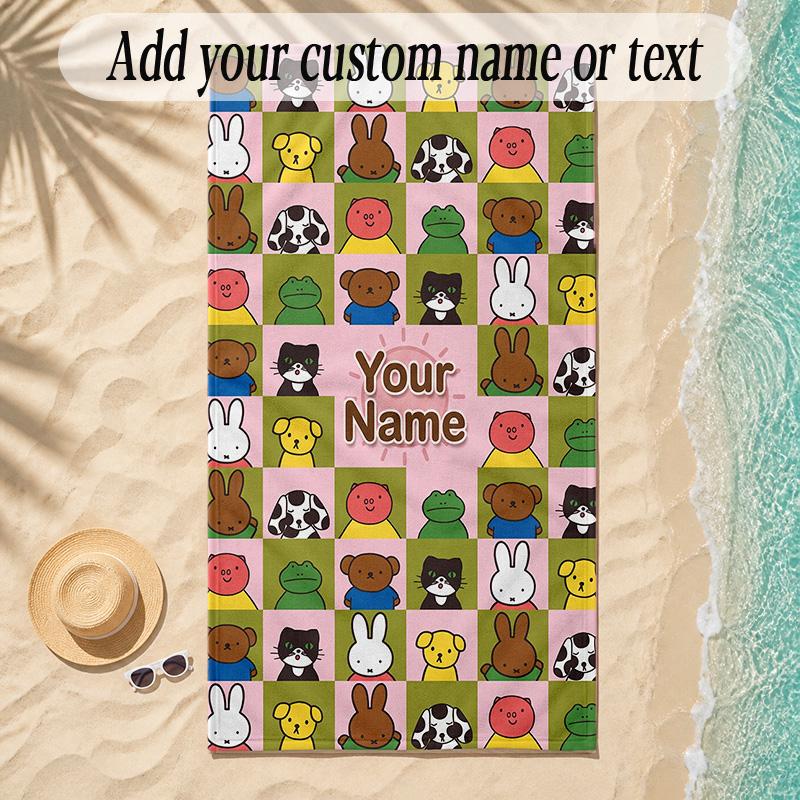 Beach TowelMiffy Custom Name Text Personalized Soft Towel for Beach Pool Indoor Home Decor Gift