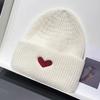 1Pc Unisex Winter Warm Beanie with Heart Embroidery,Outdoor Sports Ski Casual Acrylic Knit Skull Cap,Suitable for Holiday,tralve