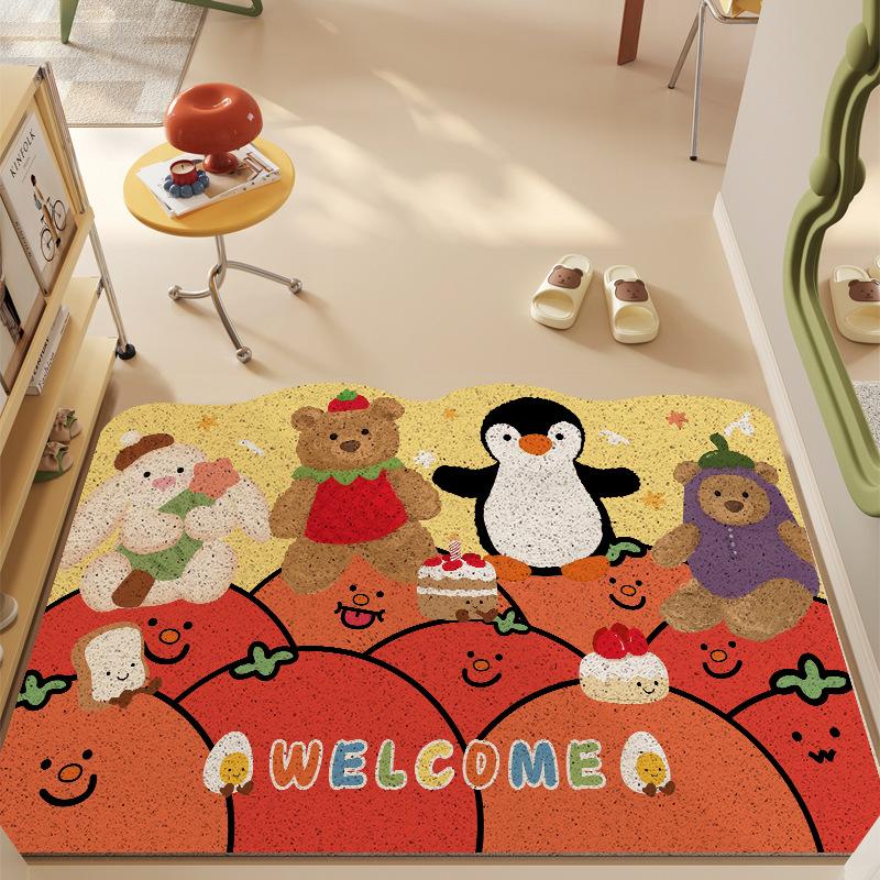 Cute Animal Party Entrance Door Floor Mat Entrance Entrance Entrance Door Scraping Mud Rubbing Soil Silk Circle Floor Mat Household Dirt-Resistant