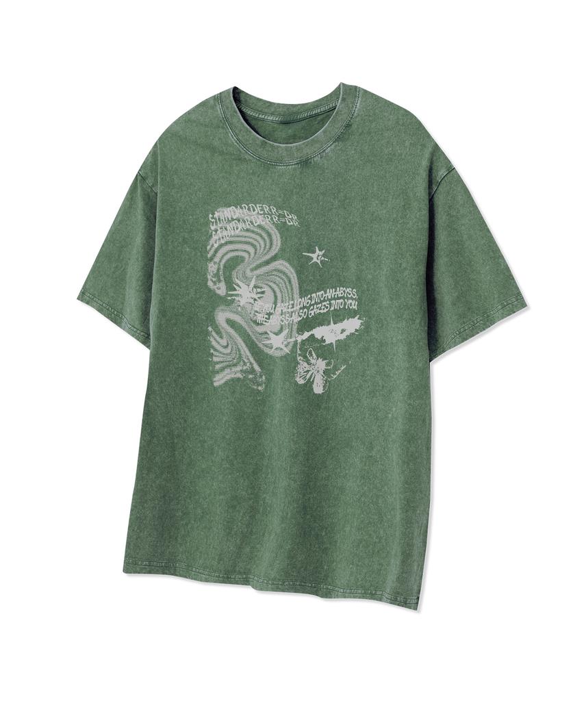 STANDARDERROR 87-Stan333 Y2K Cyber Butterfly Crack Pigment Short Sleeve T-Shirt (4 Colors)