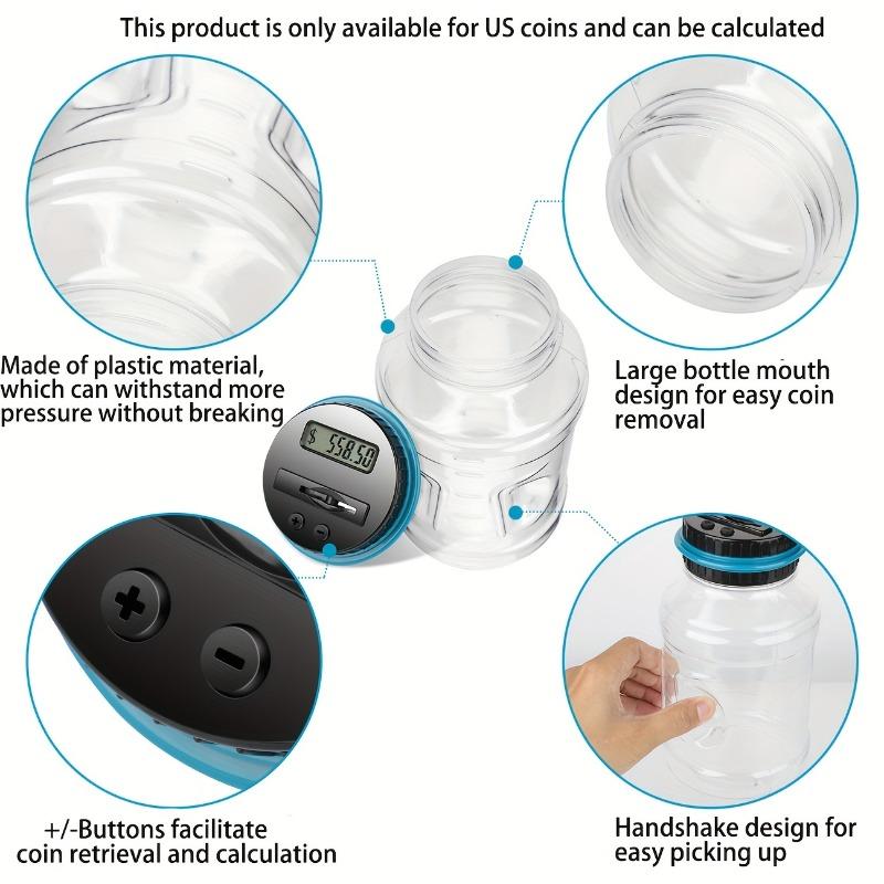 Coin Piggy Bank Saving Jar, Coin Counter with LCD Display Large Capacity Money Saving Box for All US Coins