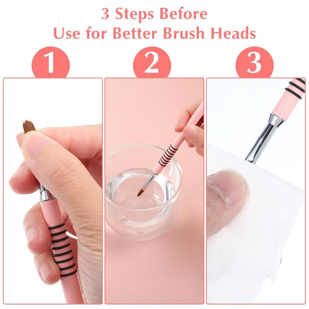 3 Packs Acrylic Nail Brush for Nails Art, 3D Nail Art Brush Kolinsky Acrylic Nails Brushes Set Nailes Lining Brushes with Non-Slip Handle for Women