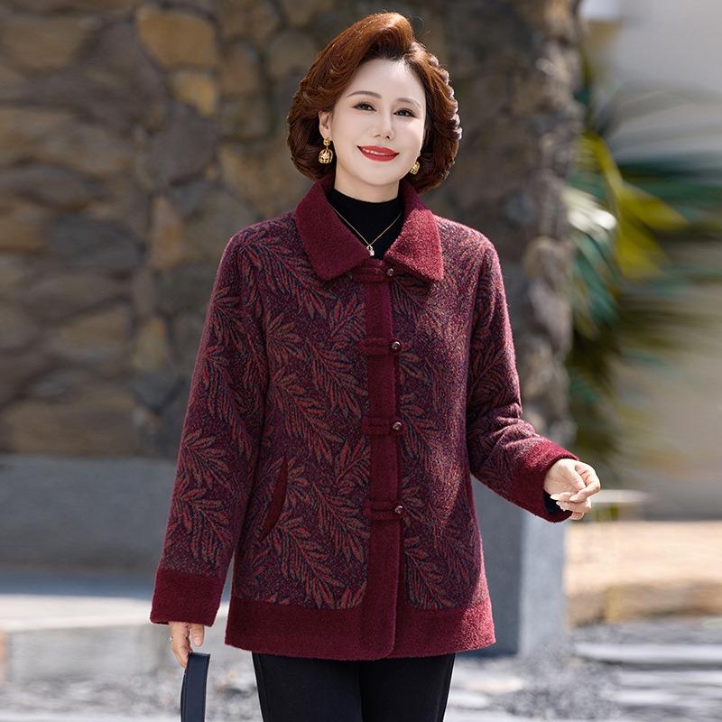 Mom winter clothes new mink in the old man coat the elderly top velvet grandma old lady thickened clothes