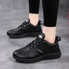 Leather sneakers women's autumn and winter waterproof and non-slip casual women's shoes all black velvet cotton shoes lightweight soft-soled travel 