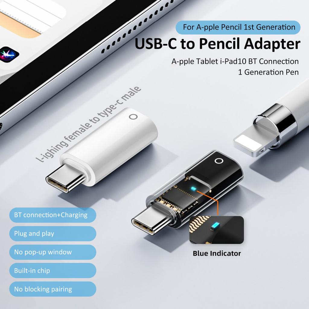 USB C Pencil Adapter for Apple Pencil 1st Generation Type c to for IOS Charger Adapter iPencil Dongle Connector for iPad 10 Gen 3