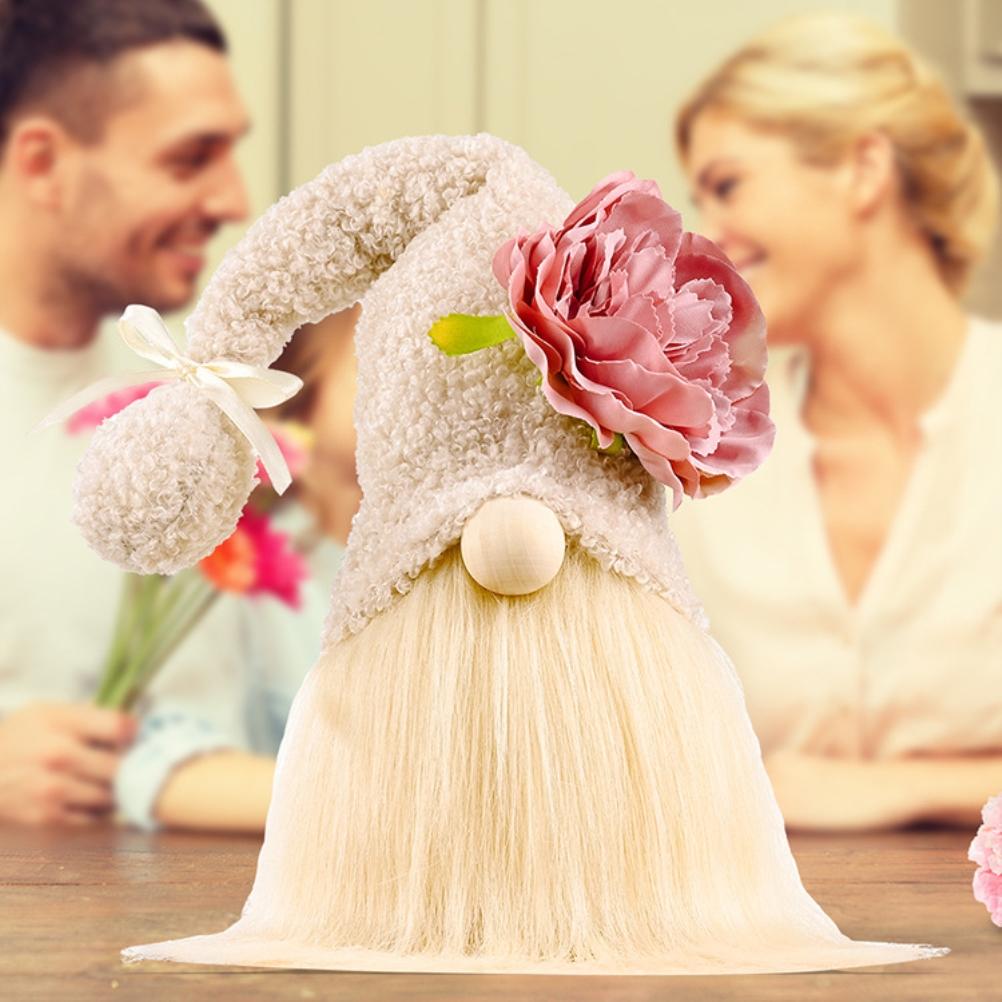 Motinos dienos gnomo pliušinis elfas dekoracijos be veido lėlė pakopinis padėklas sodybos namų stalo ornamentas