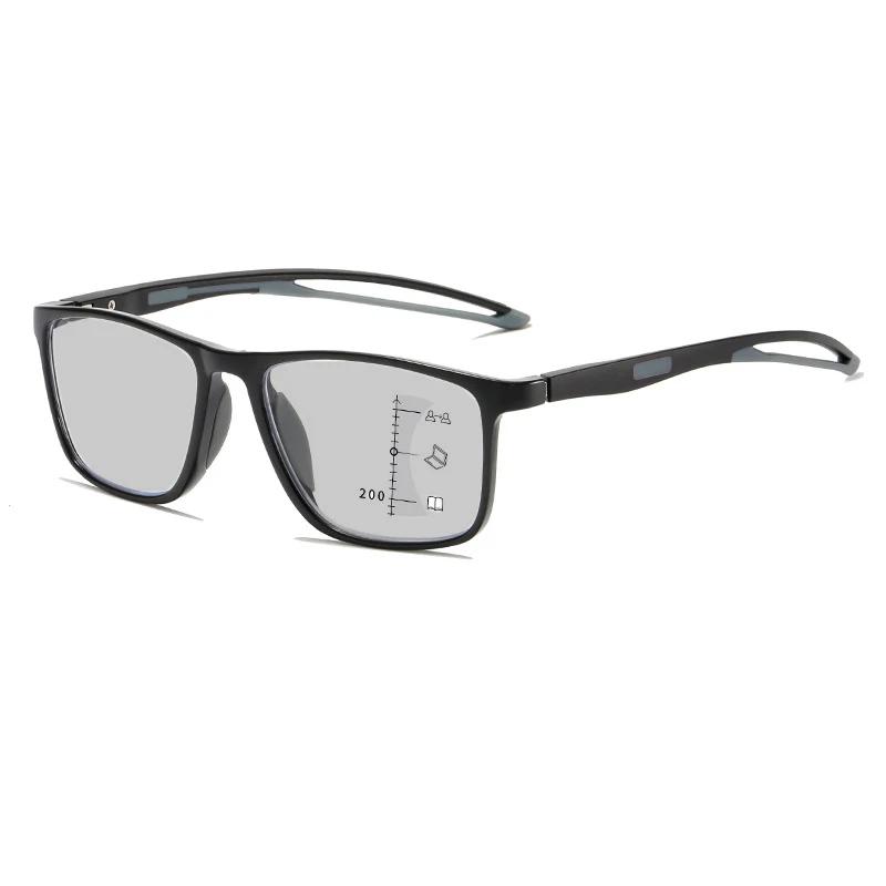 Retro New Ultralight Photochromic Glasses Unisex Blue Light Blocking Multifocal Reading Glasses Men Trendy Presbyopia Eyeglasses