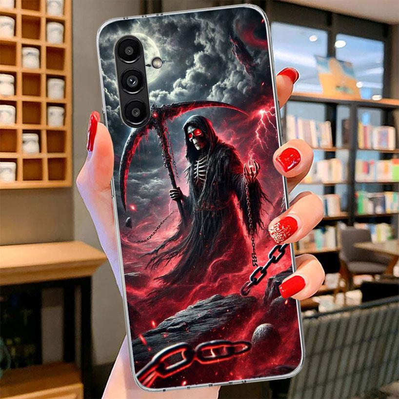 Death Grim Reaper Skull Scythe Phone Case For Samsung Galaxy A17 A37 A57 A16 A26 A36 A56 A15 A25 A35 A55 A14 A24 A34 A54 A13 A23