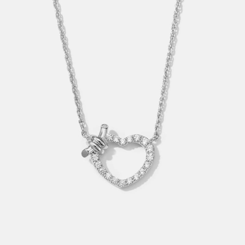 METROCITY JEWELRY Cuore Sterling Silver White Necklace A231SN1002WPA