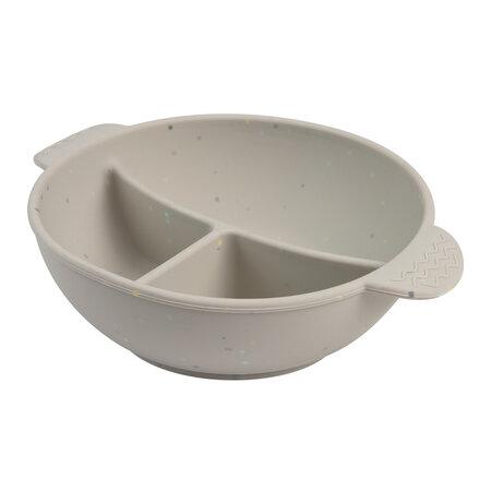 CANPOL 51/403 Silicone bowl with 3 compartments and suction cup 360ml DOTS gray