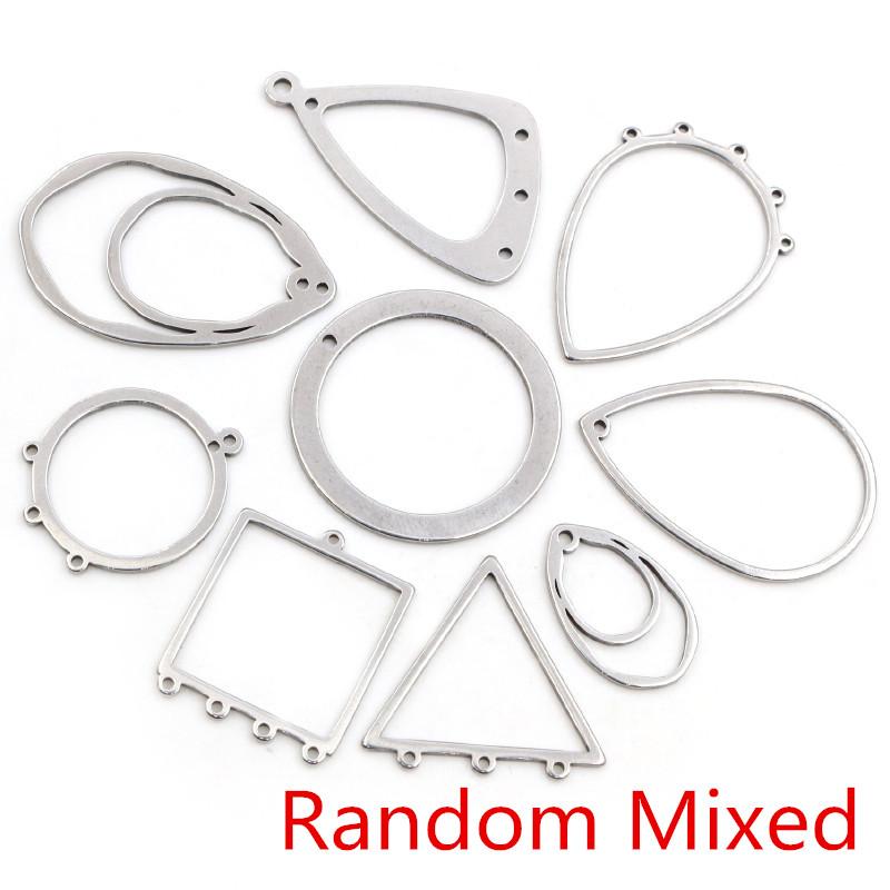 10pcs/lot 316 Stainless Steel Charms Geometry Metal Stamping Blanks DIY Porous Connector Pendant Necklace Earring Accessories