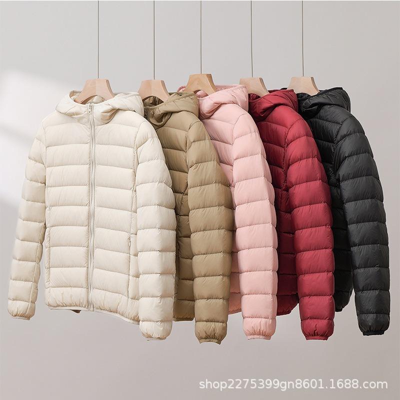 Autumn and winter new white duck down light down jacket women's short hooded slim light jacket Pinghu