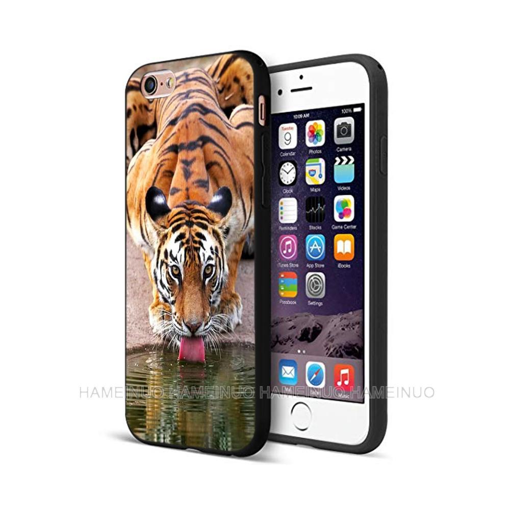 Black Tpu Case for Iphone 5 5s Se 6 6s 7 8 Plus X 10 Silicone Cover XR XS 11 12 Pro MAX Mini SE 2020 Lion Tiger Fashion Animal