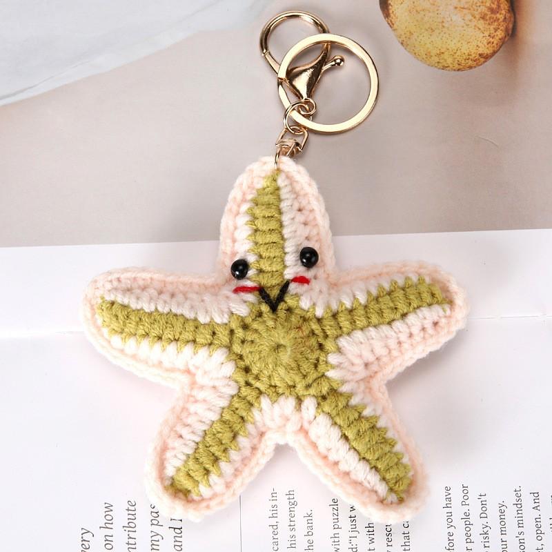 Handmaking Crochet Rainbow Keyrings For Gifts Knitting Colorful Flower Pendant Crochet Keychains Custom Accessories