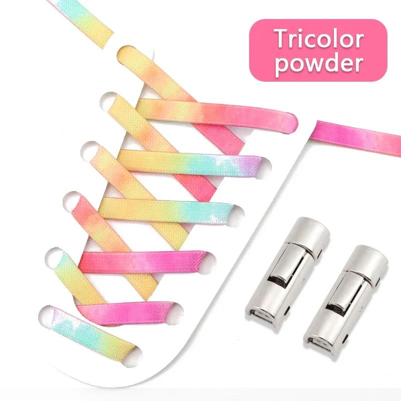 No Tie Shoelaces For Sneakers Elastic Shoe Laces Rainbow Precision Organization Metal Buckle Lock Lazy Shoelace Flat 17 Colors