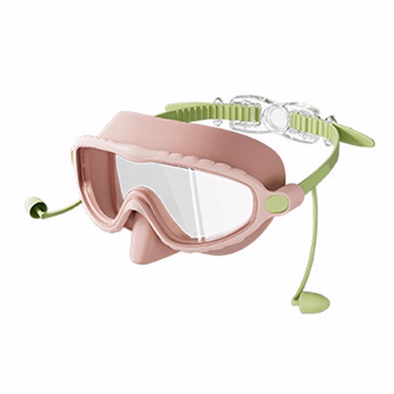 

Kids Swim Goggles With Earplugs Wide View Frogs Resistant Swimming Glasses With Earplugs for Children Kid Teen Age 3-16 розовый
