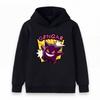 Kids Boys Girls Pullover Hoodie, Cool Anime Ghost Gengar Printed Long Sleeve Casual Hooded Sweatshirt for Children Daily Wear Party Gift