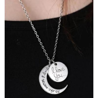 Fashion I LOVE YOU TO THE MOON AND BACK Moon Charm Pendant Necklace Family Gift