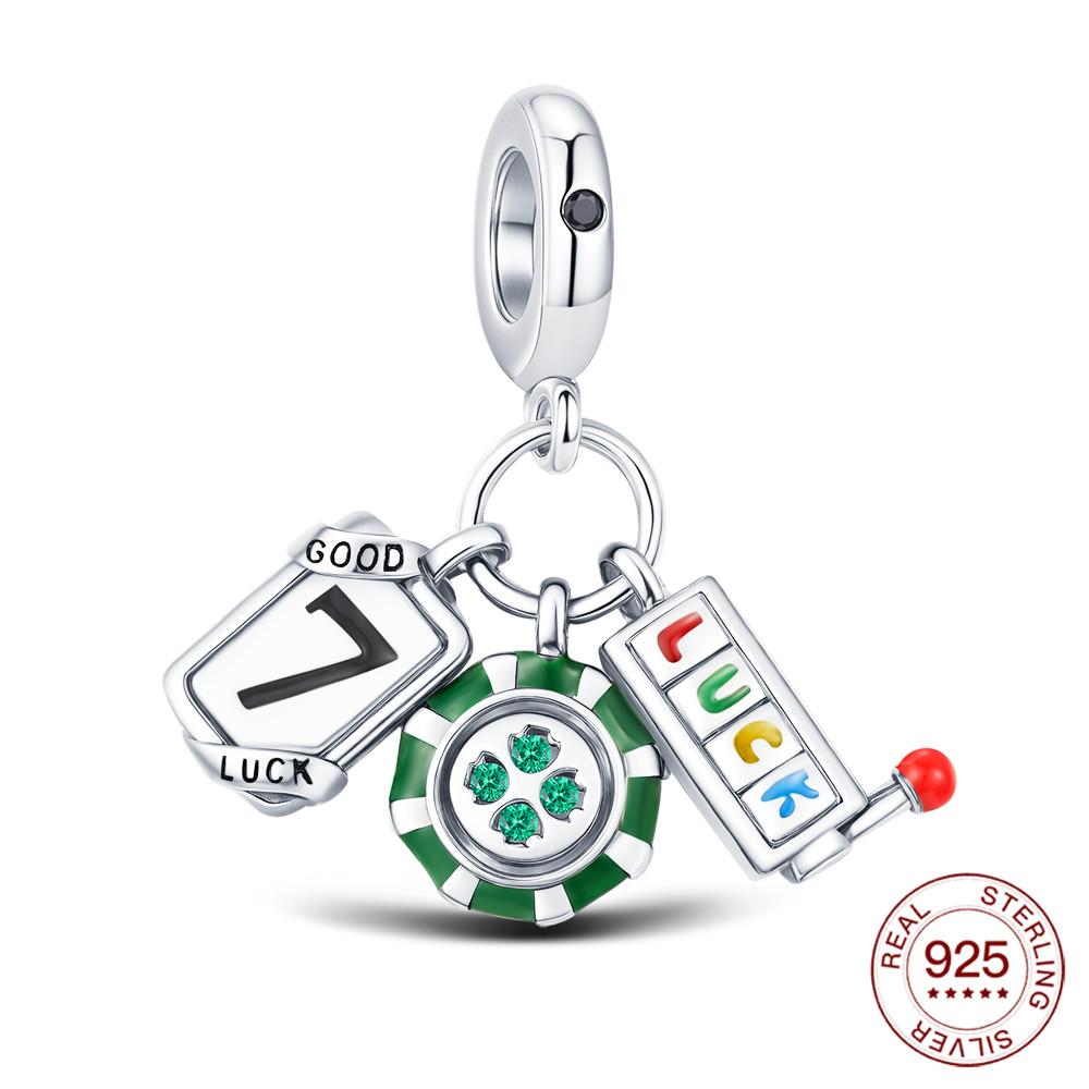 Copper Charm Dice Beaded Chips Casino Charm Jewelry Making Original Bracelet Women'S Fashion Jewelry Holiday Gifts