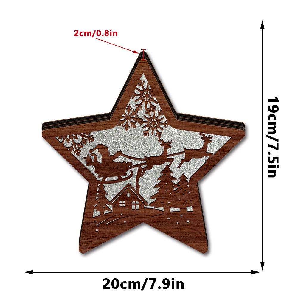 MZ1235 LED Glowing Wooden Christmas Tree Ornament