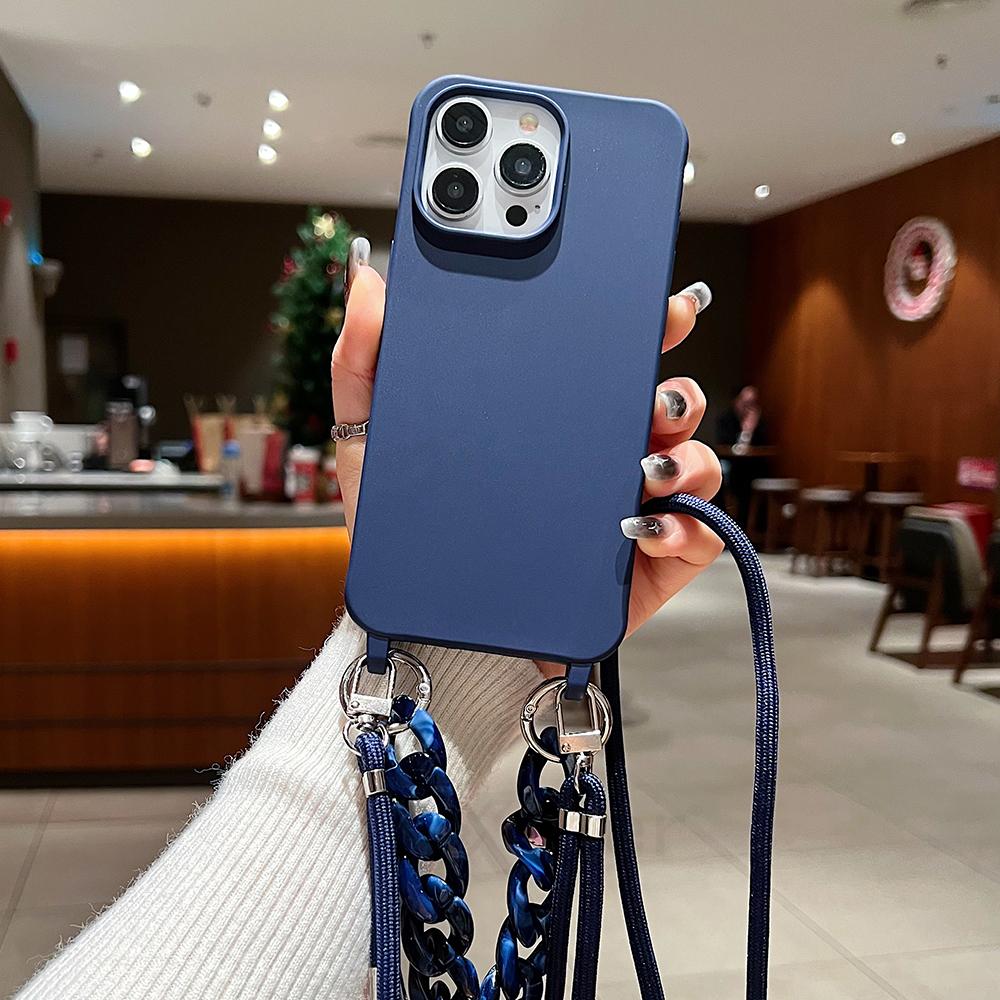 Crossbody Lanyard Cord Soft Acrylic Bracelet Case For iPhone 17 16 15 Pro Max 14 Plus 13 12 Liquid Silicone Shockproof Cover