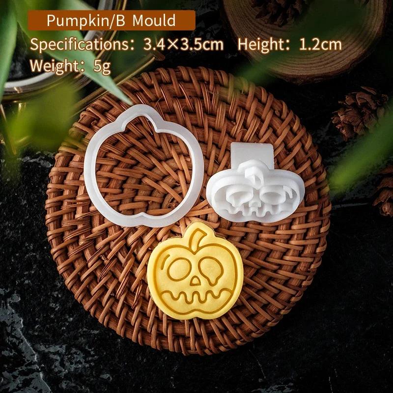 Halloween Cookie Cutter Set Plastic 3D Ghost Skull Bat Pumpkin Mummy Cartoon Biscuit Mold Stamp Pastry DIY Cake Decorating Tools