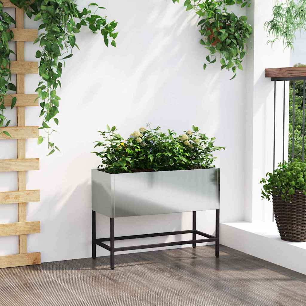 Raised Garden Bed Planter Silver 60 x 26 x 45 cm Galvanized Steel