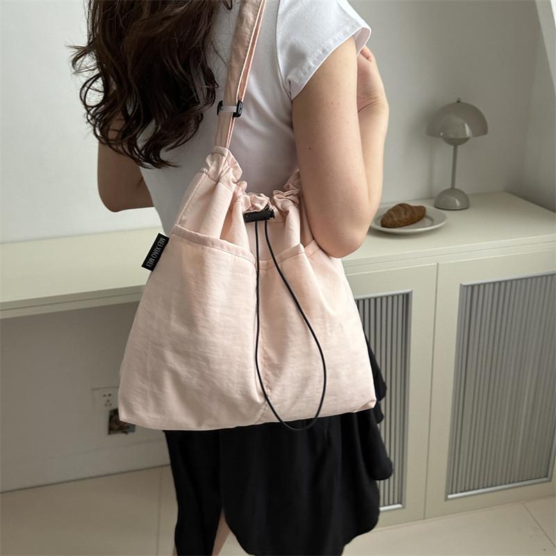 Stylish Street Trend Canvas Bucket Bag For Women 2024 Fashionable Large Capacity