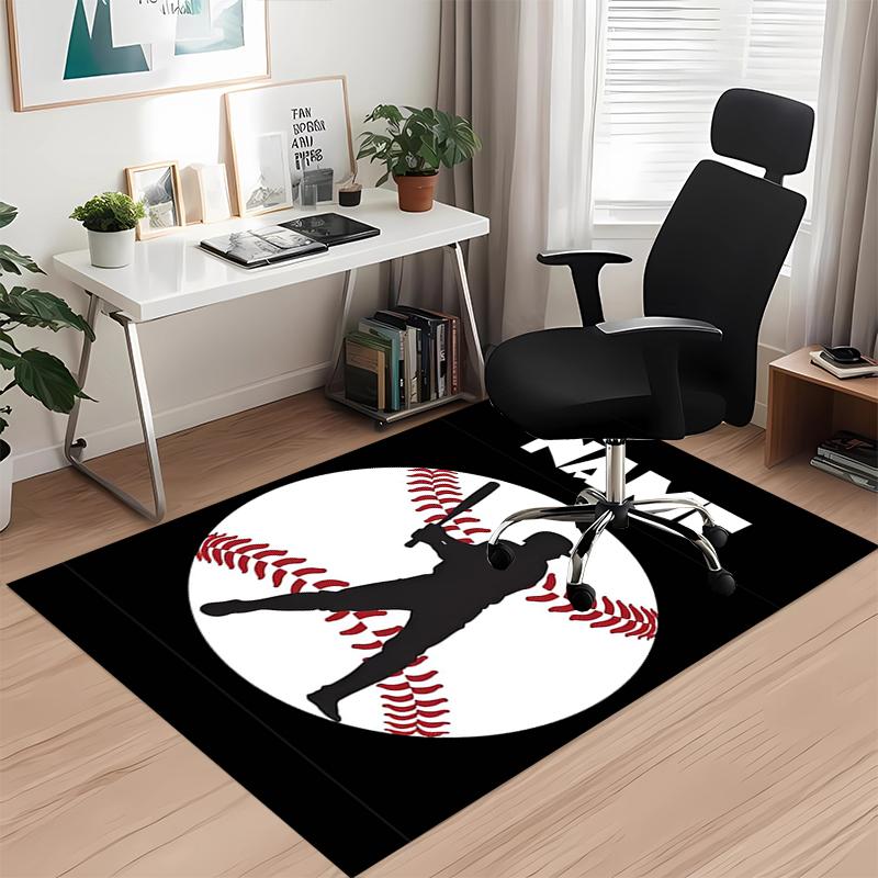 Custom Name Baseball Printed Carpet, for Office Chair Living Room Bedroom Kitchen Room Decor Gifts.