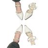 Beautiful pointed head low heel bag head sandals women's 2025 new summer with skirt high heels thick heel Mary Jane single shoes