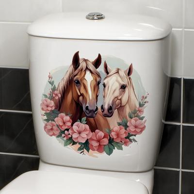 Happy Horse Lover Badezimmer Kreativer Toilettenaufkleber Toilettendeckel Dekoration Wasserdichter Aufkleber