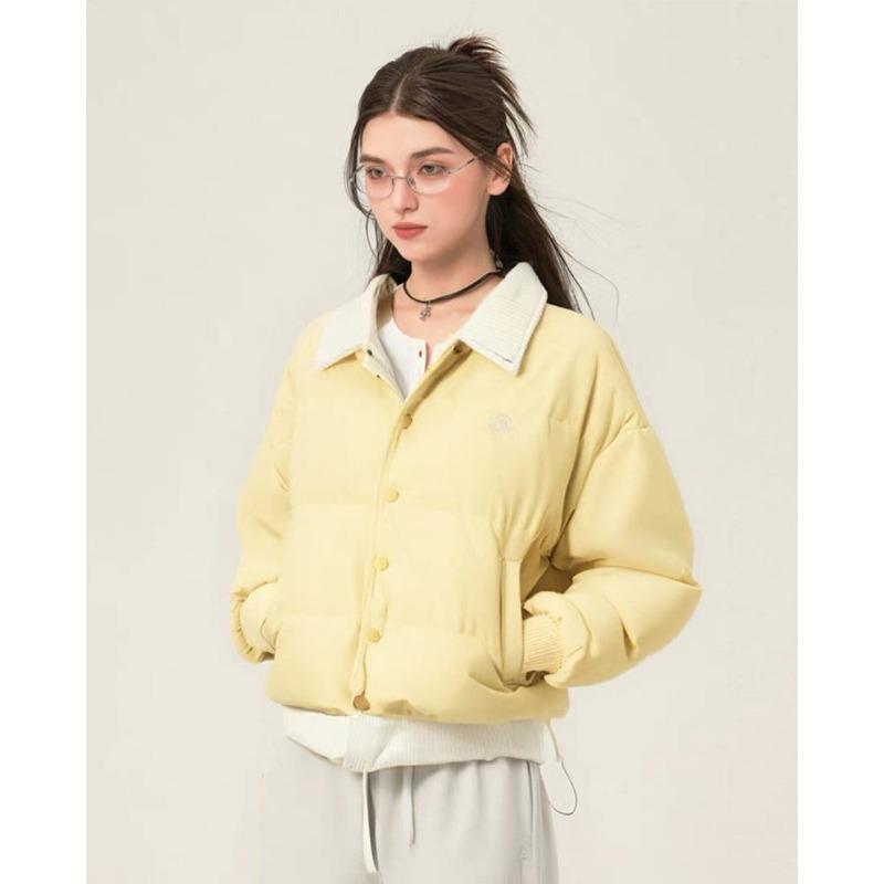 

Корейское ретро молочно-желтое хлопковое пальто-двойка для женщин Зимнее новое повседневное универсальное свободное хлопковое пальто Утолщенное пальто-хлеб XL жёлтый