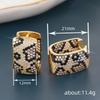 Leopard Print Full Paved Hoop Earrings for Women Trendy Gold Tone Jewelry