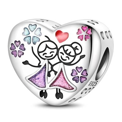 100% Copper Sister Friend Charm Love Heart Blessing Series Suitable For 3Mm'S Bracelet Ladies Fine Jewelry Gift