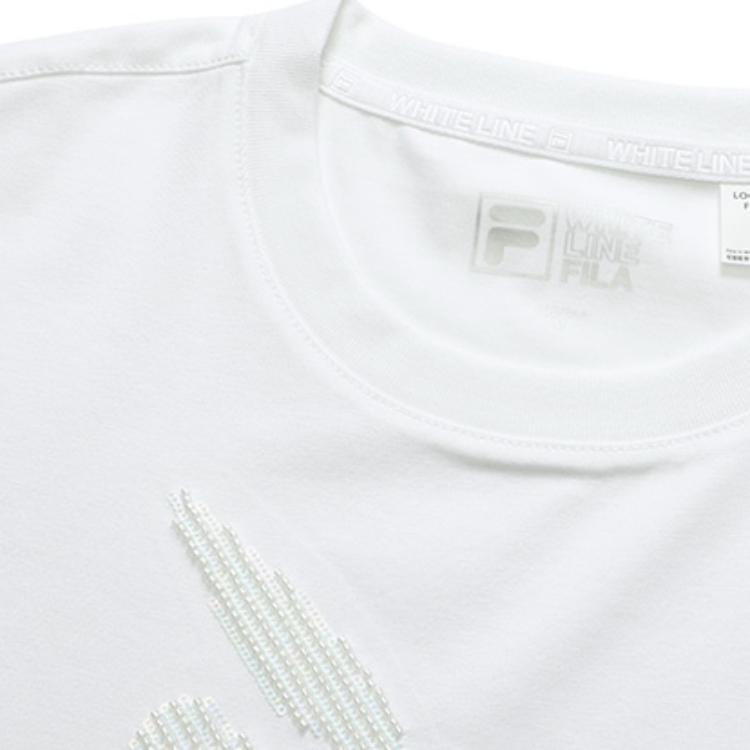 Fila Breathable Knit Short Sleeve T-Shirt Women Tops White F11W218104FWT