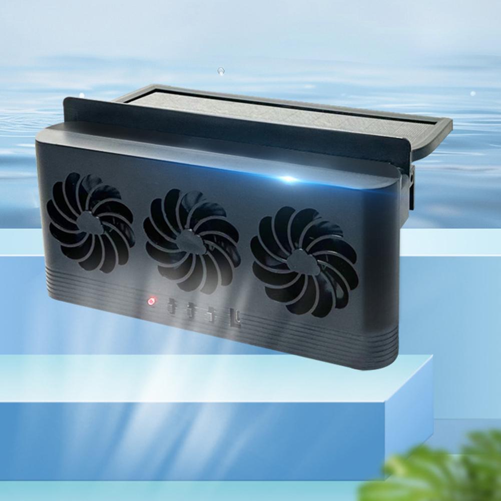 Solar Powered Car Radiator Cooling Fan With 3 Air Outlets For Car Window Ventilation Cooling Circulation Exhaust Fan