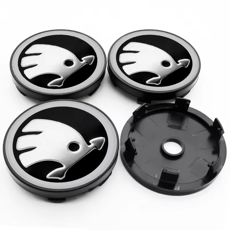 JIYQ3 4PCS 60mm Car Styling Wheel Center Hub Caps Rim Cover Badge Emblem For Skoda Octavia Fabia Rapid Superb Kodiaq Scala Karoq VRS